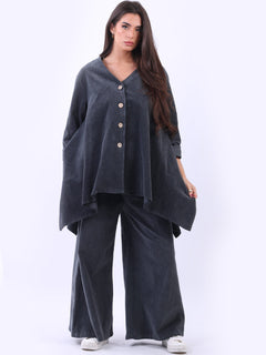Cotton Corduroy Top Charcoal
