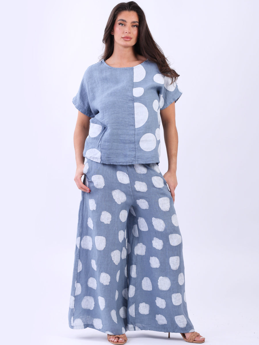 Polka Dot Linen Crop Top Denim