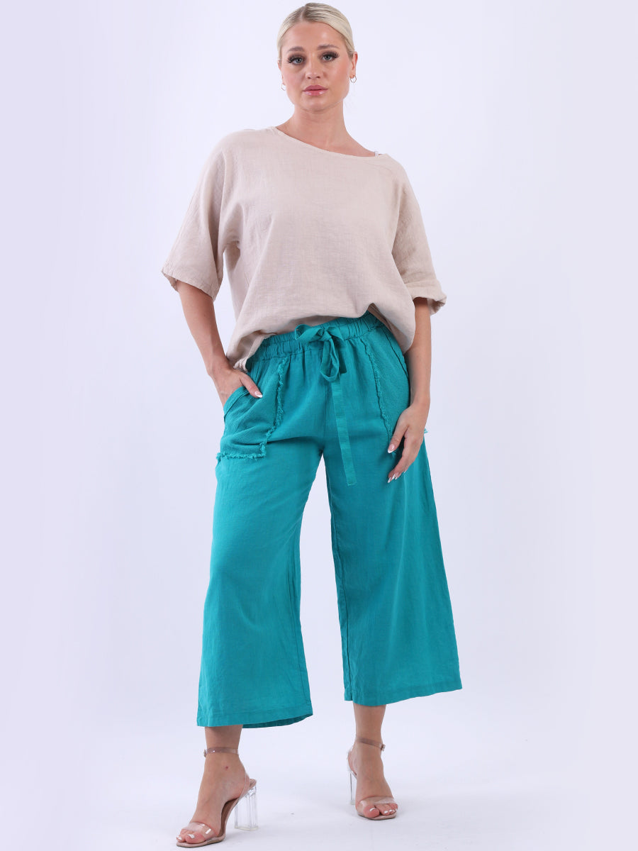 Wide Leg Linen Trouser Aqua
