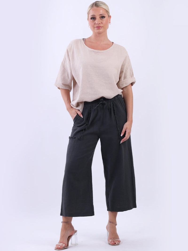 Wide Leg Linen Trouser Charcoal