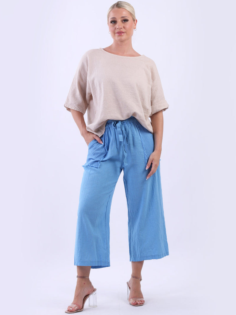 Wide Leg Linen Trouser Denim