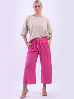Wide Leg Linen Trouser Fuchsia