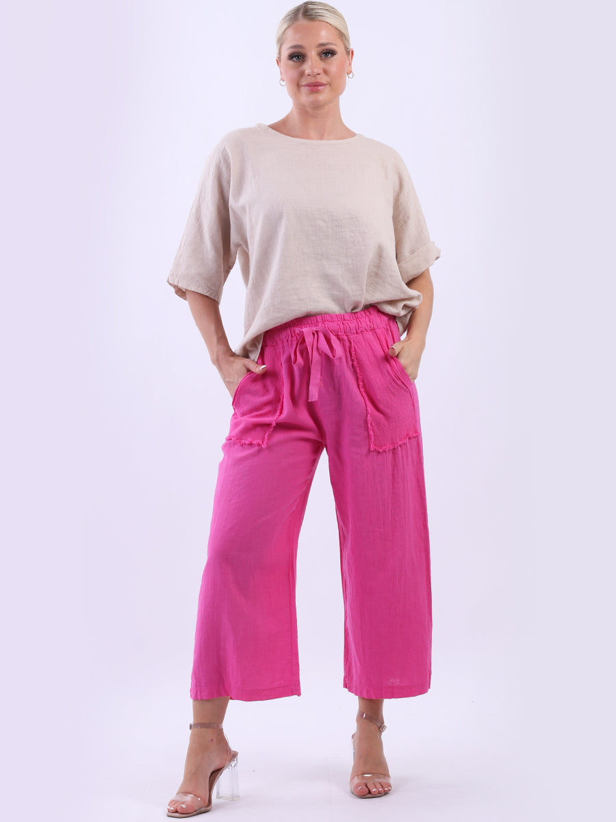 Wide Leg Linen Trouser Fuchsia