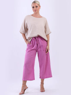 Wide Leg Linen Trouser Raspberry