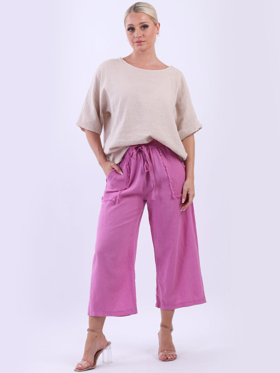 Wide Leg Linen Trouser Raspberry