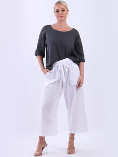 Wide Leg Linen Trouser White