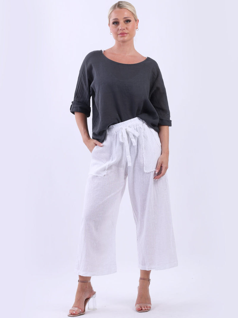 Wide Leg Linen Trouser White