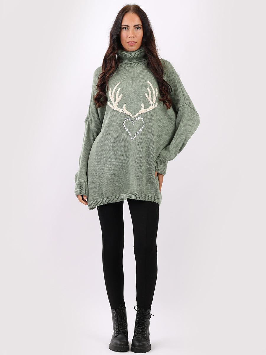 Wool Knitted Jumper Khaki