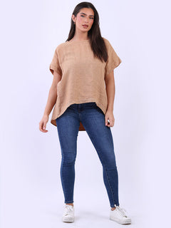 Italian Linen Top Camel