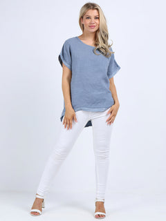 Italian Linen Top Denim