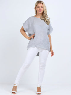 Italian Linen Top Light Grey