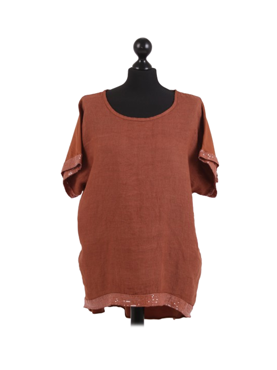 Italian Linen Top Rust
