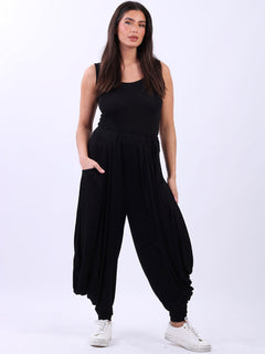 Plain Jersey Harem Trouser Black