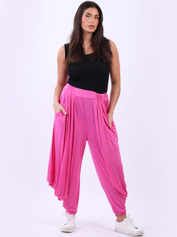 Plain Jersey Harem Trouser Fuchsia