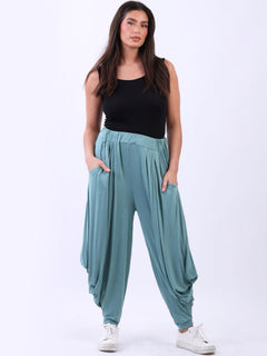 Plain Jersey Harem Trouser Ocean Blue