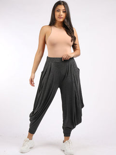 Plain Jersey Harem Trouser Charcoal