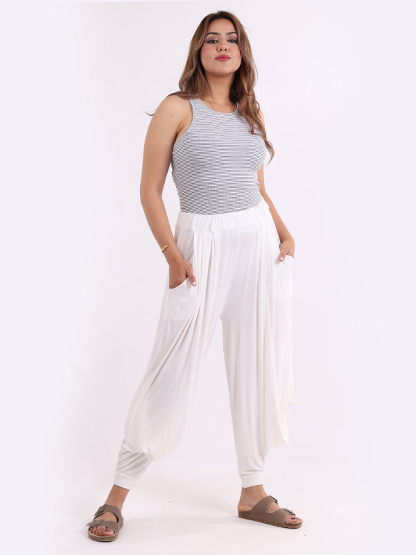 Plain Jersey Harem Trouser Off White