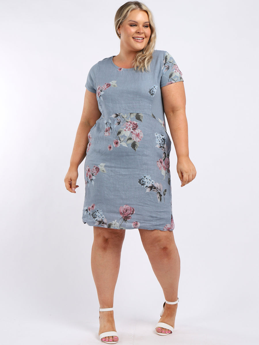 Linen Shift Dress Denim