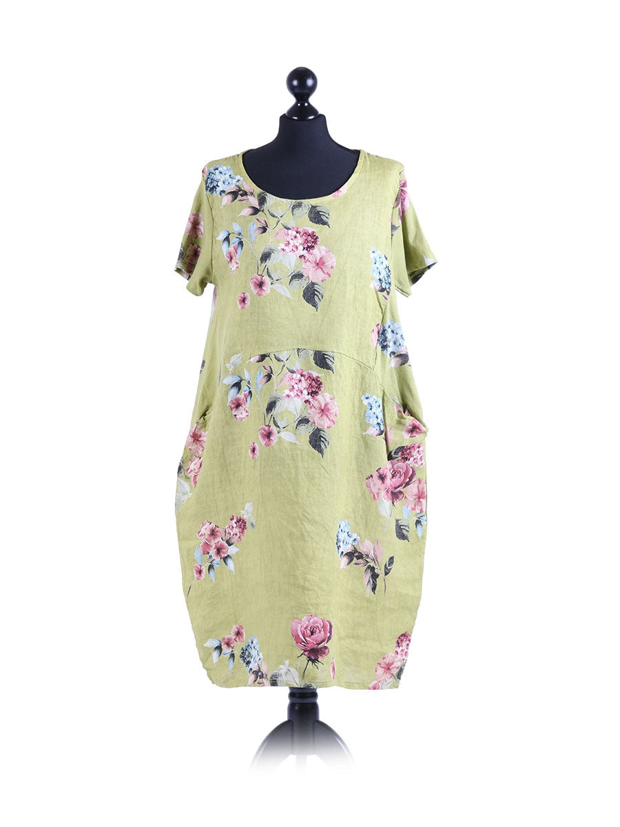 Linen Shift Dress Lime