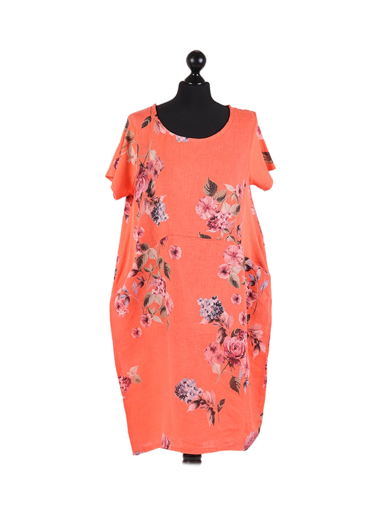 Linen Shift Dress Orange
