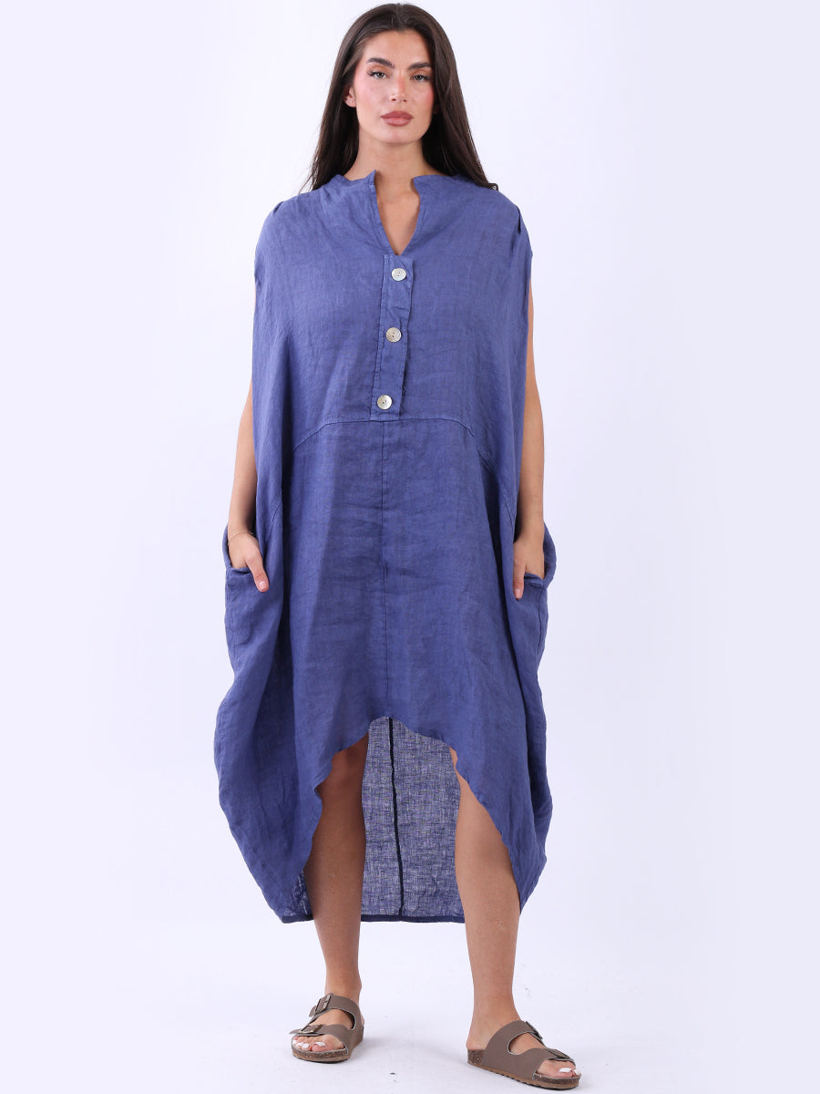 Sleeveless Oversized Linen Dress Denim