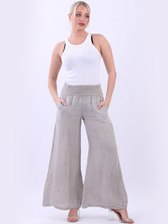 Vintage Wash Linen Trouser Mocha