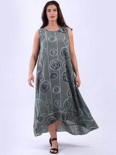 Sleeveless Oversized Cotton Dress Khaki