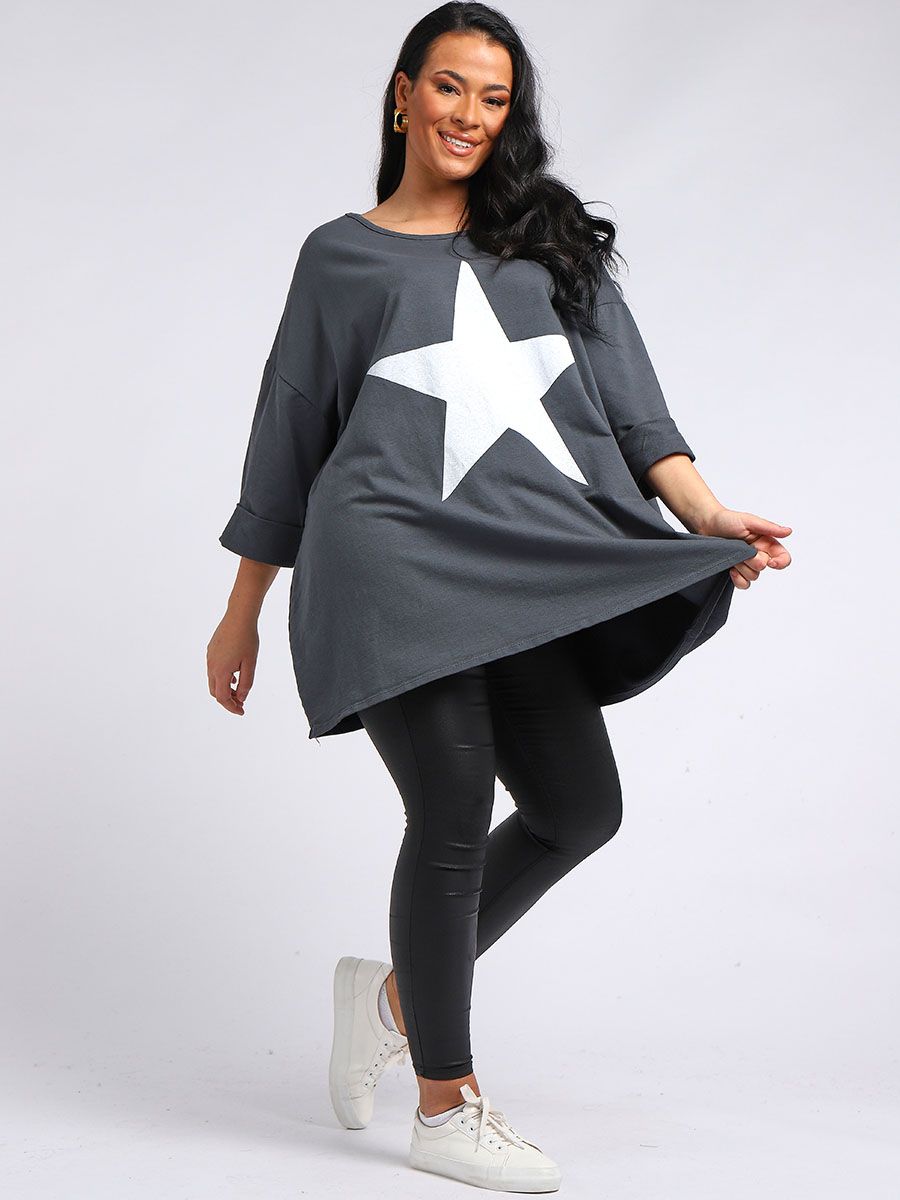 Women Plus Size Tee Charcoal