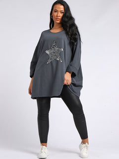 Italian Oversized Top Charcoal