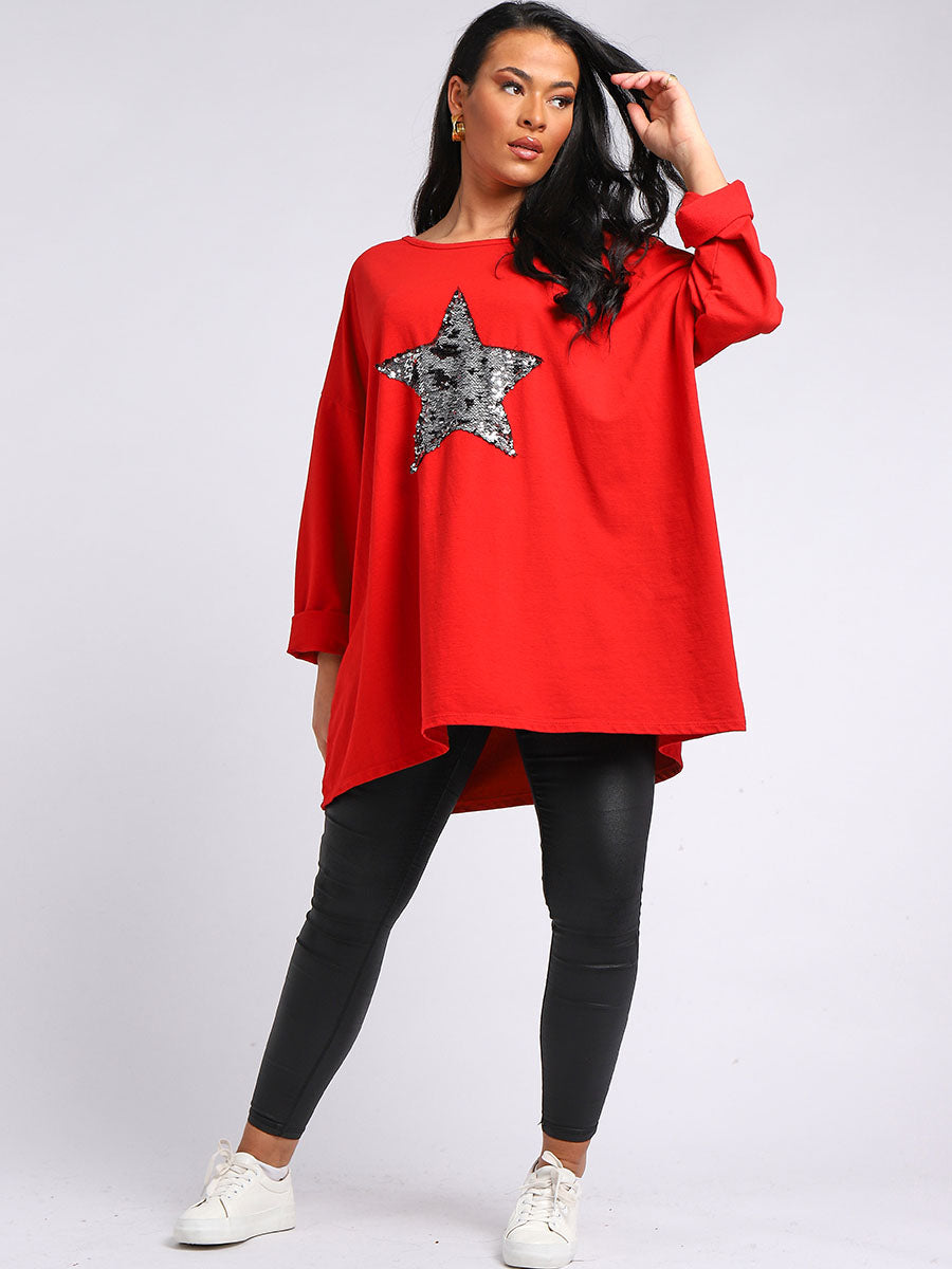 Italian Oversized Top Red