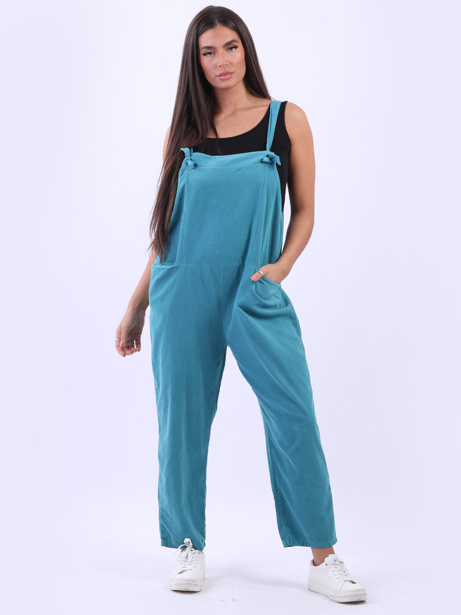 Corduroy Cotton Pabo Jumpsuit Aqua