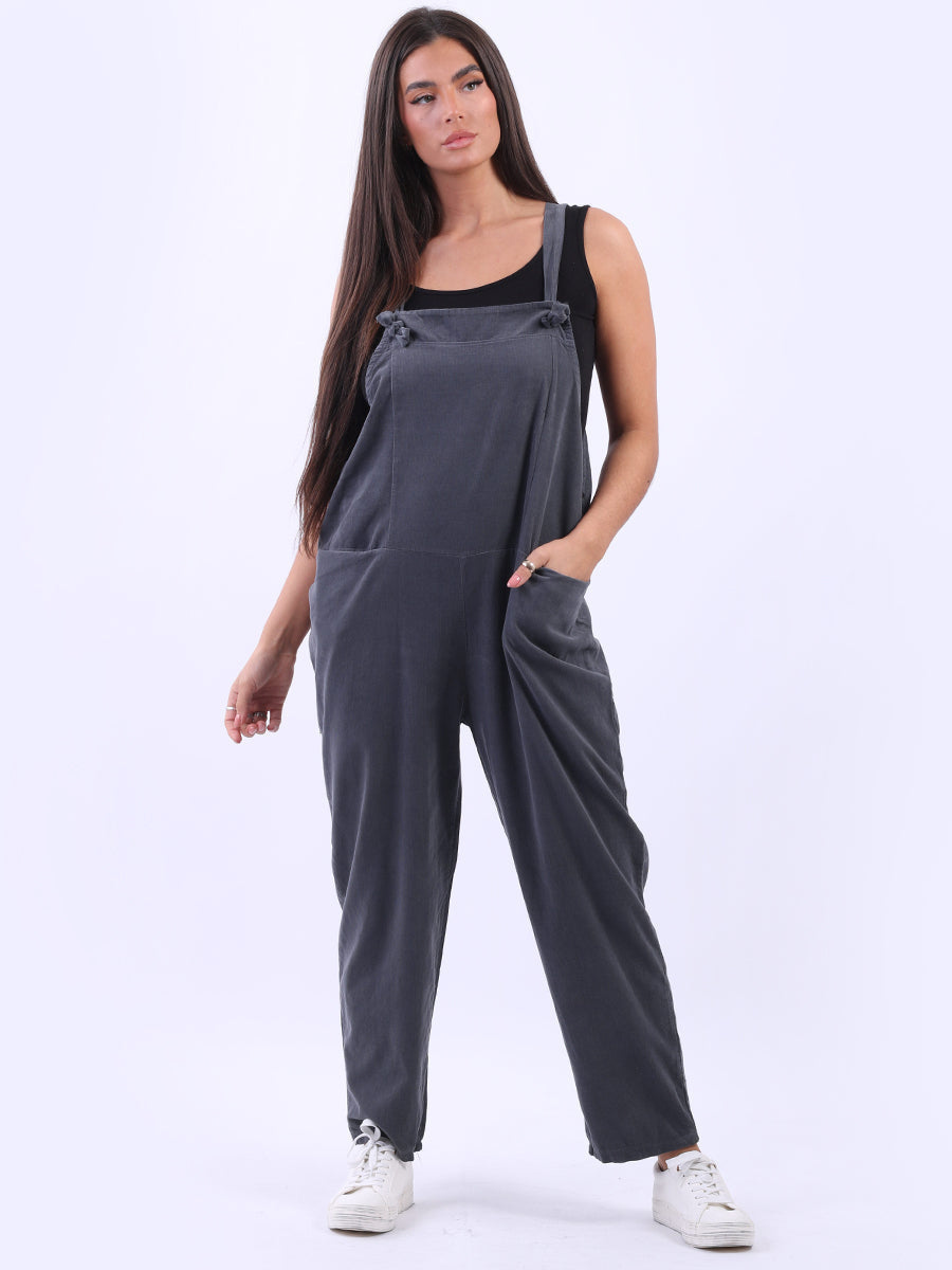 Corduroy Cotton Pabo Jumpsuit Charcoal
