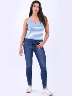 Cotton Crop Vest Denim