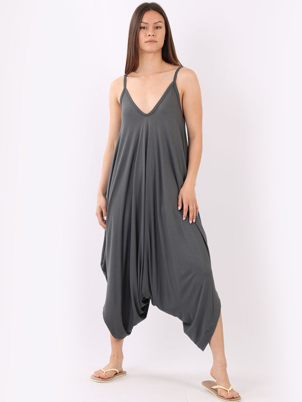 Balloon Hem Cami Jumpsuit Charcoal