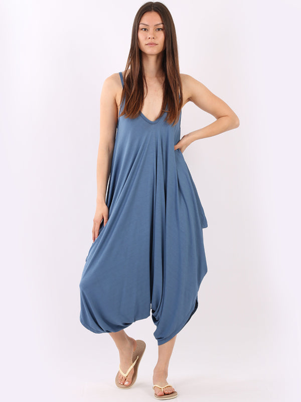 Balloon Hem Cami Jumpsuit Denim
