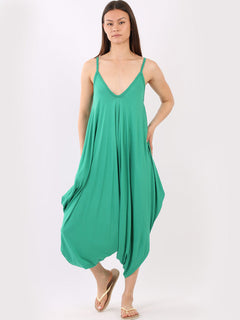 Balloon Hem Cami Jumpsuit Green