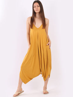 Balloon Hem Cami Jumpsuit Mustard