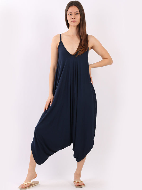 Balloon Hem Cami Jumpsuit Navy