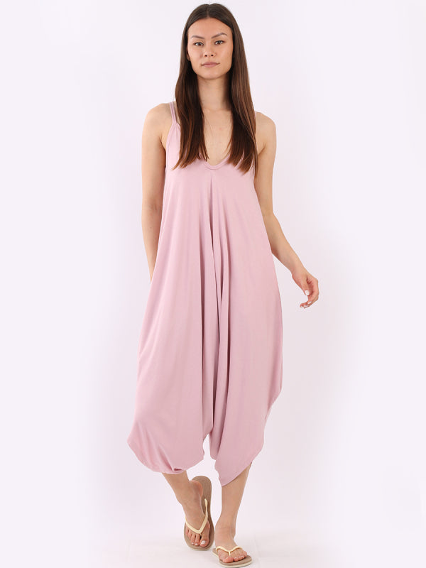 Balloon Hem Cami Jumpsuit pink