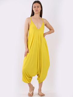 Balloon Hem Cami Jumpsuit Yellow