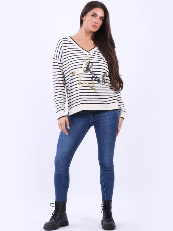 Stripy Crop Top Beige