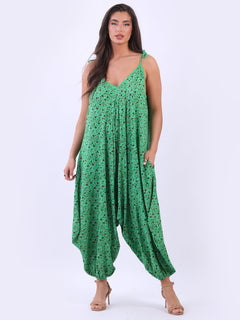 Floral Sleeveless Jumpsuit Green