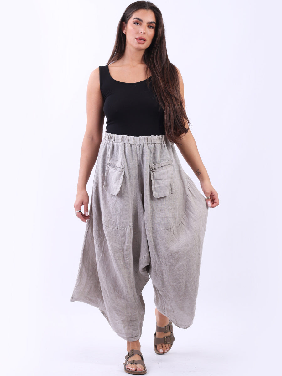 Linen Wide Leg Harem Palazzo beige 