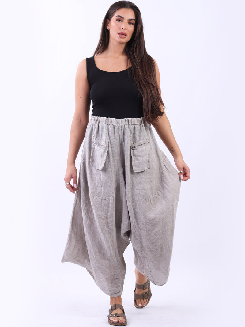 Linen Wide Leg Harem Palazzo beige 