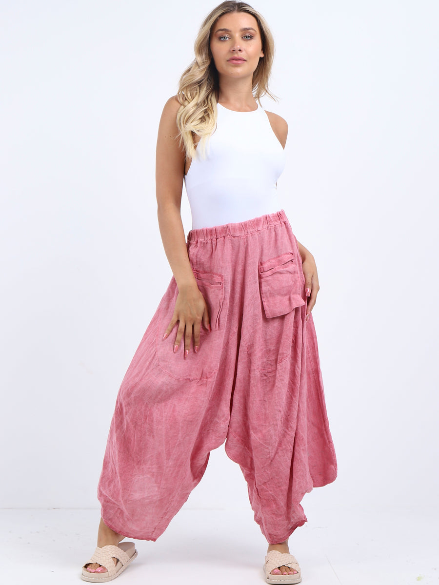 Linen Wide Leg Harem Palazzo Sugar Poppy 