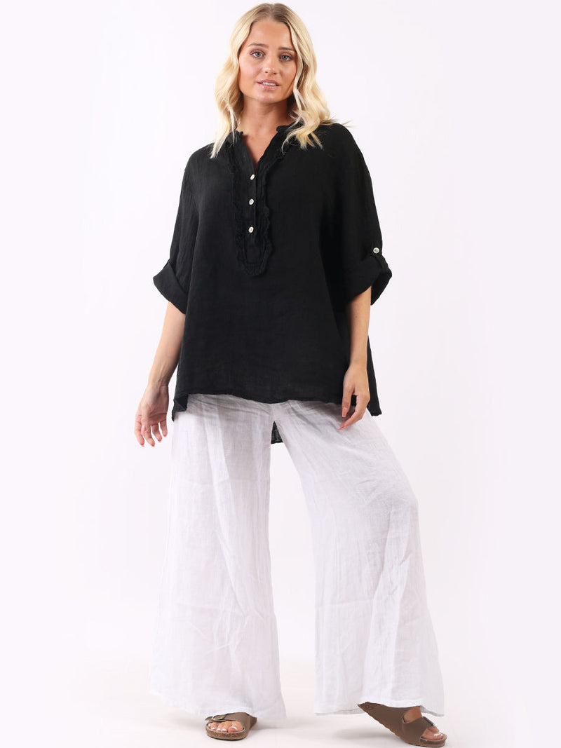 Vintage Wash Linen Tunic Black