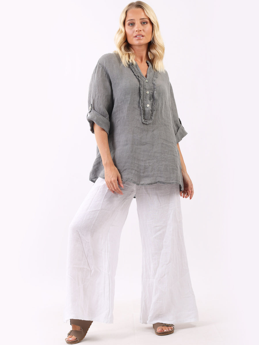 Vintage Wash Linen Tunic Charcoal