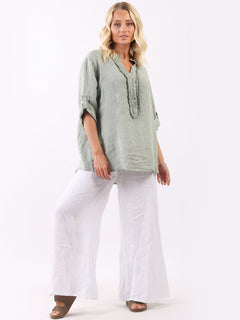 Vintage Wash Linen Tunic Khaki