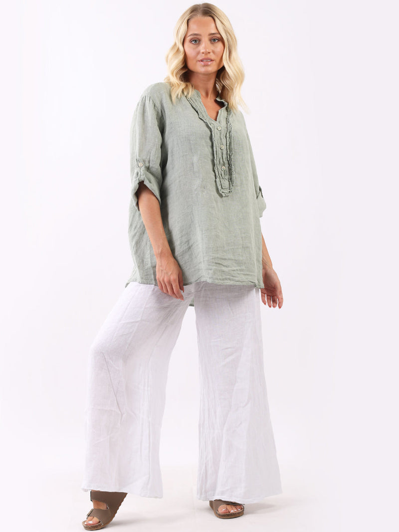 Vintage Wash Linen Tunic Khaki