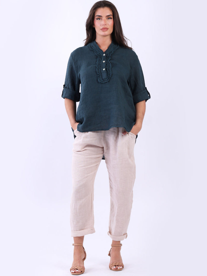 Vintage Wash Linen Tunic Teal